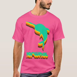 T-shirt Vintage Narwhal Funny Humour Retro Green Orange