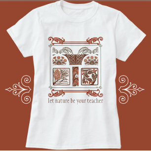 T-shirt Vintage Nature Art Déco Pinecones Floraux