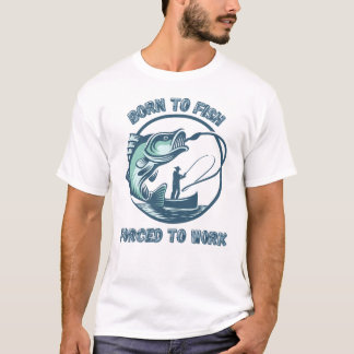 T-shirt Vintage "Né au poisson, forcé au travail" Funny Fi