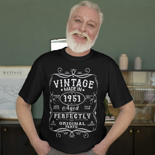 T-shirt Vintage Né En 1951 Classique 73e Anniversaire