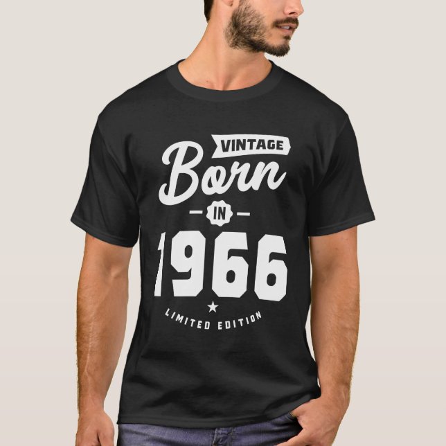 T-shirt Vintage Né En 1966 Cadeau Anniversaire (Devant)