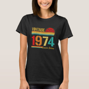 T-shirt Vintage Né En 1974 Anniversaire Année Mariage A