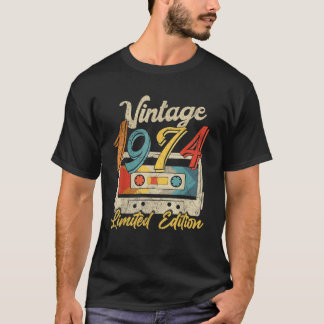 T-shirt Vintage Né En 1974 Bande De Cassette Anniversaire 