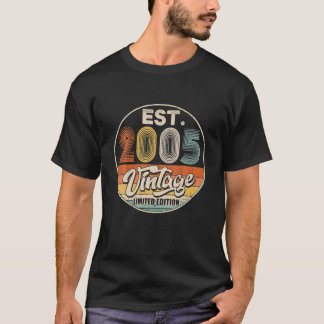 T-shirt Vintage Né En 2005 Anniversaire Année Mariage