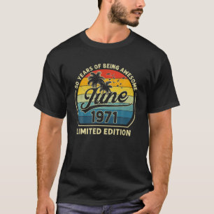 T-shirt Vintage Né En Juin 1971 Rétro 50 Ans 50E