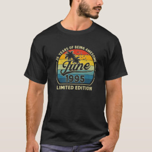 T-shirt Vintage Né En Juin 1995 Rétro 26 Ans 26E