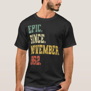 T-shirt Vintage Née En Novembre 1962 Hommes Femmes 60 Ans