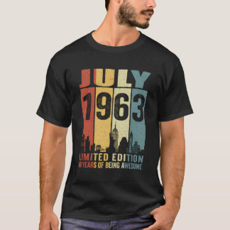 T-shirt Vintage New York Juillet 1963 60 Ans 60E Naissance