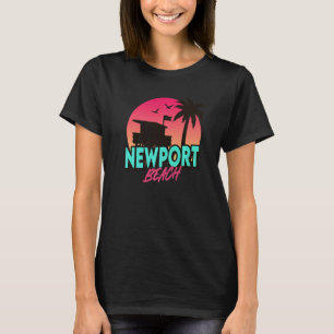 T-shirt Vintage Newport Beach Californie Palm Trees Ca Ret