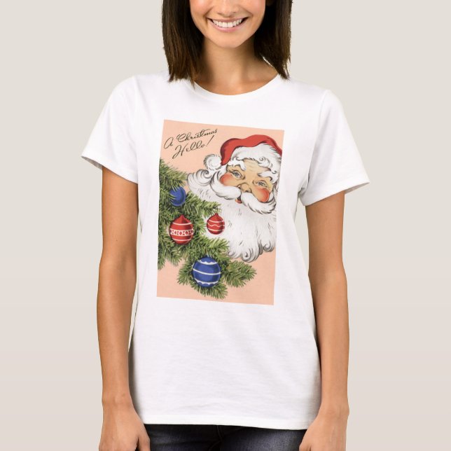 T-shirt Vintage Noël Bonjour ! Jolly Santa Claus (Devant)