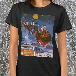 T-shirt Vintage Noël Le Père Noël Volant Son Sommeil