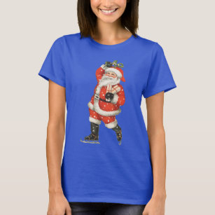 T-shirt Vintage Noël victorien Père Noël Patinage sur glac