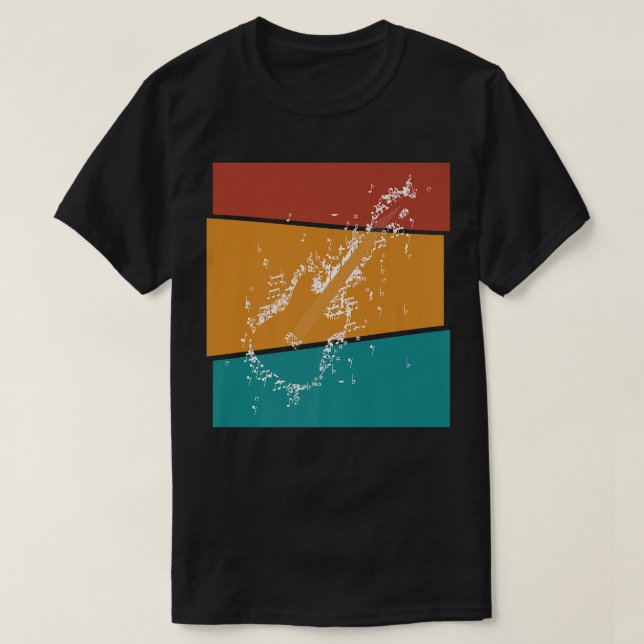T-shirt Vintage Notes Electric Guitar1439 (Design devant)