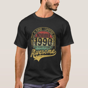 T-shirt Vintage Novembre 1990 30 Ans Né En 1990 30ème B