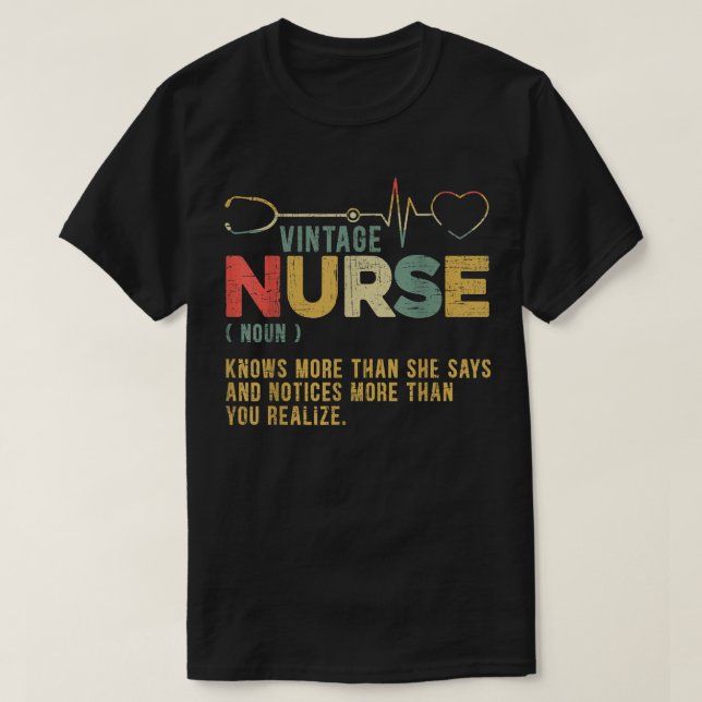 T-shirt Vintage Nurse Definition Hospital Registre Médical (Design devant)