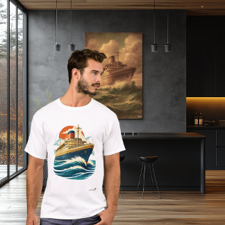 T-shirt Vintage Ocean Liner | Mid-Century Retro Travel