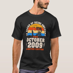 T-shirt Vintage Octobre 2009 13 Ans Pêche 13ème Bir