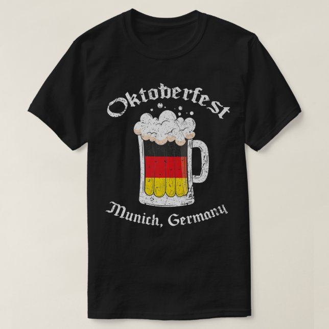 T-shirt Vintage Oktoberfest Munich, Allemagne Drapeau Boir (Design devant)