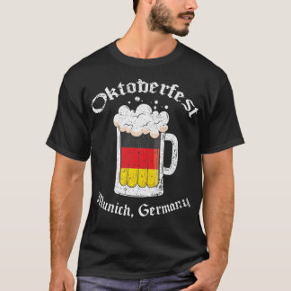 T-shirt Vintage Oktoberfest Munich, Allemagne Drapeau Boir
