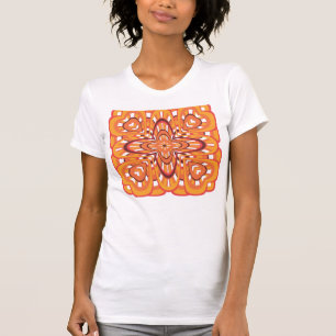 T-shirt Vintage Orange Floral Retro Art Abstrait