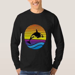 T-shirt Vintage Orca Sunset Rétro Soleil Coloré Silhouette