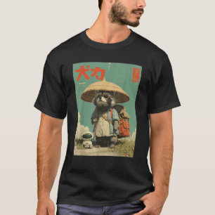 T-shirt Vintage Otaku Tanuki Japonais Cute Raccoon Racoon