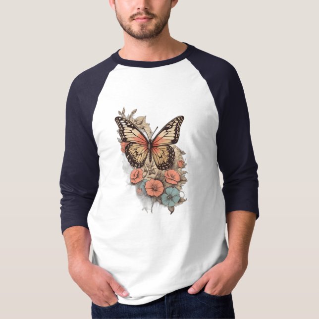 T-shirt Vintage : Papillon rétro (Devant)