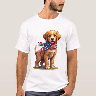 T-shirt vintage patriotique American Golden Puppy