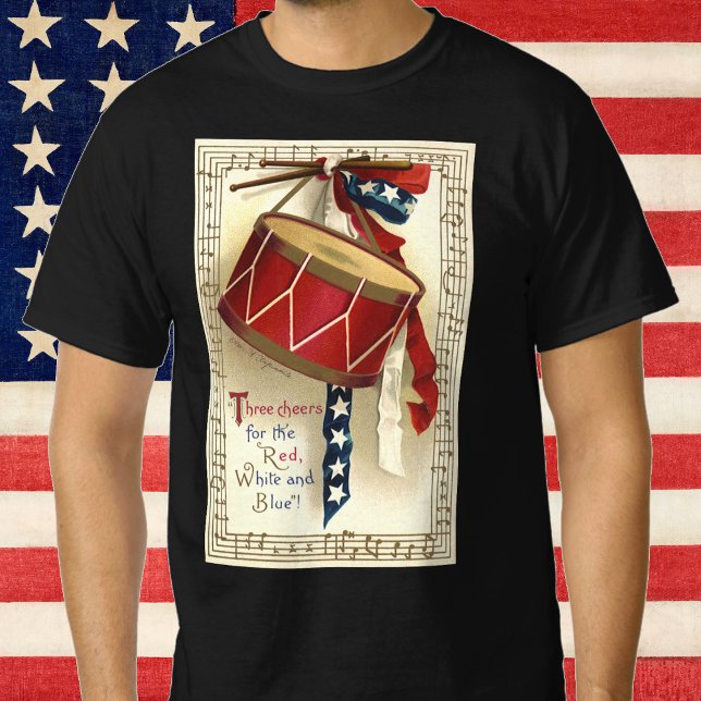 T-shirt Vintage Patriotique, Tambours avec notes musicales (Créateur téléchargé)