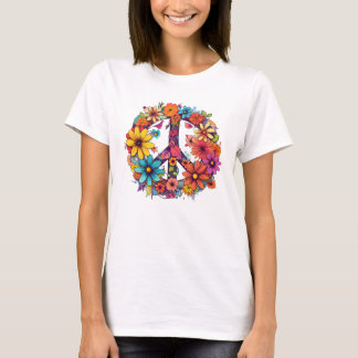 T-shirt vintage Peace and Wild Flowers