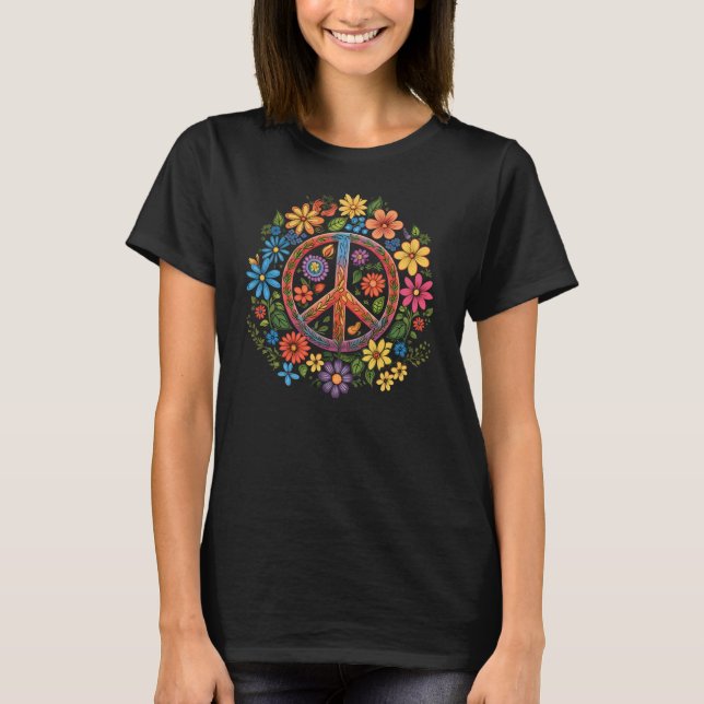 T-shirt vintage Peace and Wild Flowers (Devant)