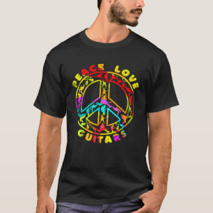T-shirt Vintage Peace Love Guitars 60s les années 70 Retro