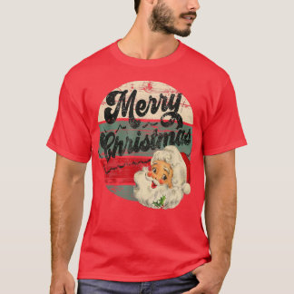 T-shirt Vintage Père Noël Joyeux visage de Noël Vieux Fash