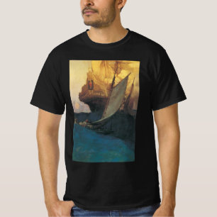 T-shirt Vintage Pirate, Attaque d'un galion par Howard Pyl