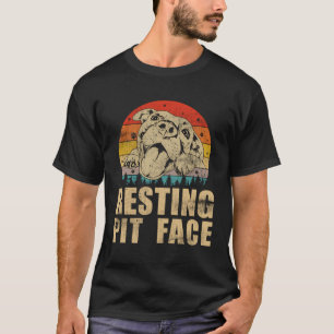 T-shirt Vintage Pitbull Repose Pit Face Drôle Pitbull Papa