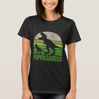 T-shirt Vintage Poppasaurus Papa Apparel Funny Poppa Two D