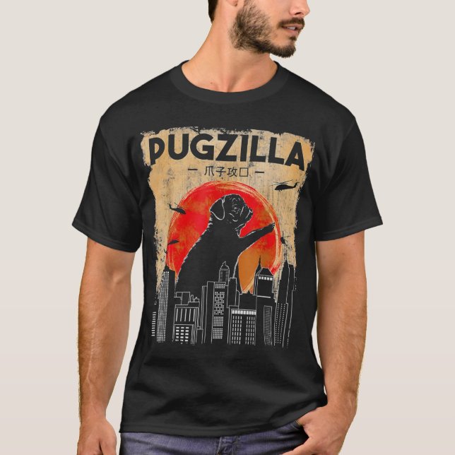 T-shirt Vintage Pugzilla (Devant)