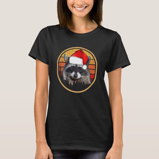 T-shirt Vintage Racoon Christmas (Devant)