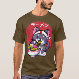 T-shirt Vintage Ramen Cat Kawaii Anime Otaku Japonaise fil