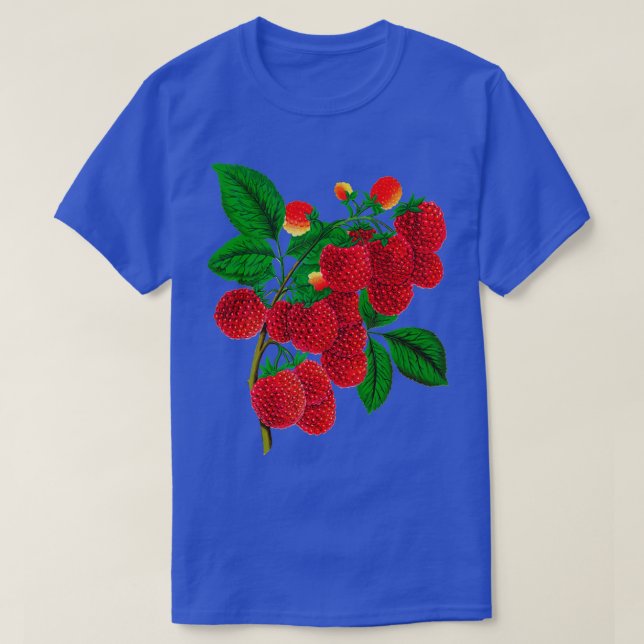 T-shirt Vintage Raspberry Botanical illustration (Design devant)