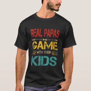T-shirt Vintage Real Papas Jeu Avec Leurs Enfants Gamer Fa