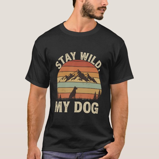 T-Shirt Vintage « Reste Sauvage, Mon Chien » (Devant)