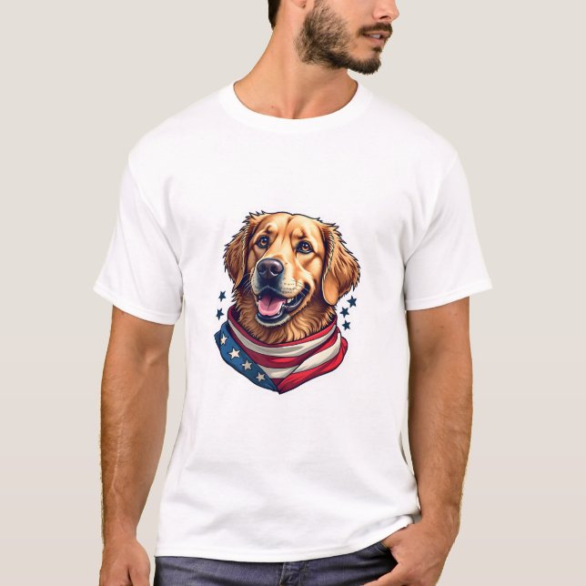 T-shirt vintage retriever doré Star Spangled (Devant)