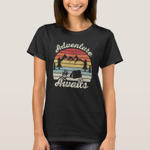 T-shirt Vintage Retro Adventure Attend Camping Randonnée O