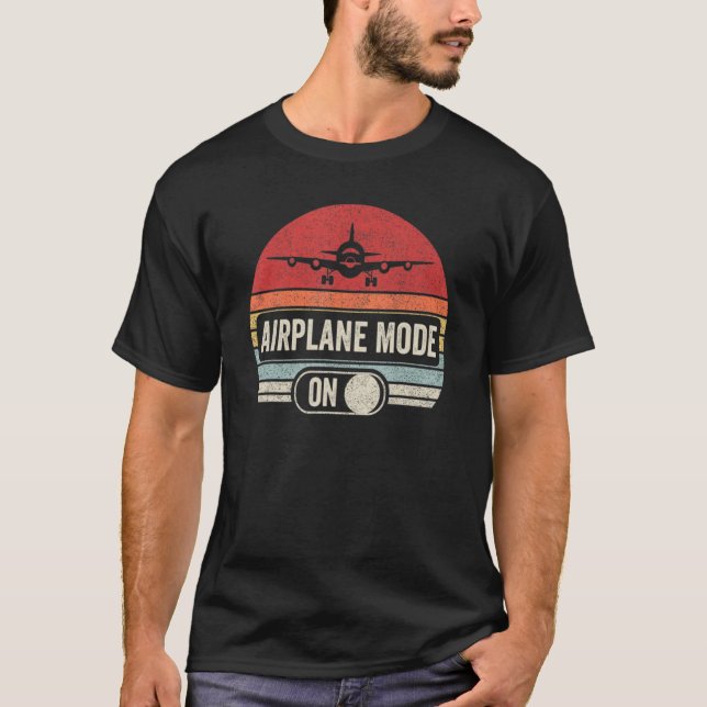 T-shirt Vintage Retro Airplane Mode Pilot (Devant)