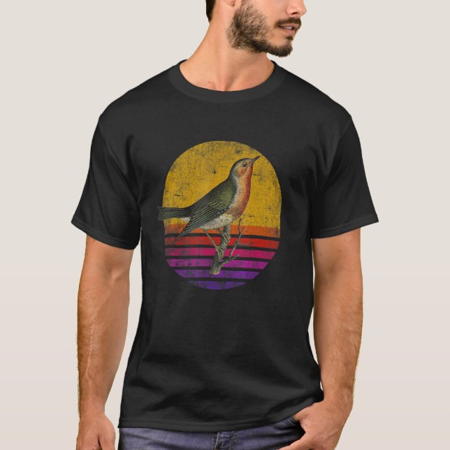 T-shirt Vintage Retro American Robin Bird (Devant)
