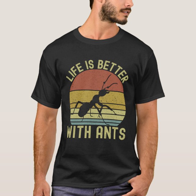 T-shirt Vintage Rétro Avec Fourmis (Devant)