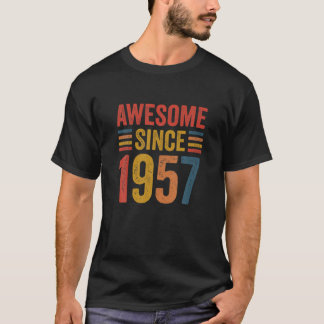 T-shirt Vintage Retro Awesome Depuis 1957 65E Anniversaire