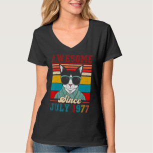 T-shirt Vintage Retro Awesome depuis Juillet 1977 Cute Cat