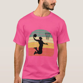 T-shirt Vintage Retro Basketball Dunk Chemise Sunset Color